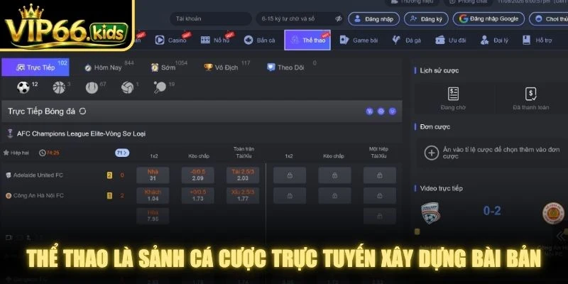 Thể thao là sảnh cá cược trực tuyến xây dựng bài bản